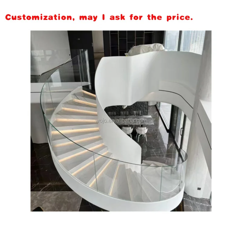 

custom.Modern Easy-to-Install Commercial Glass Handrail Commercial Residential Indoor Wood Treads Marble Rotarty St