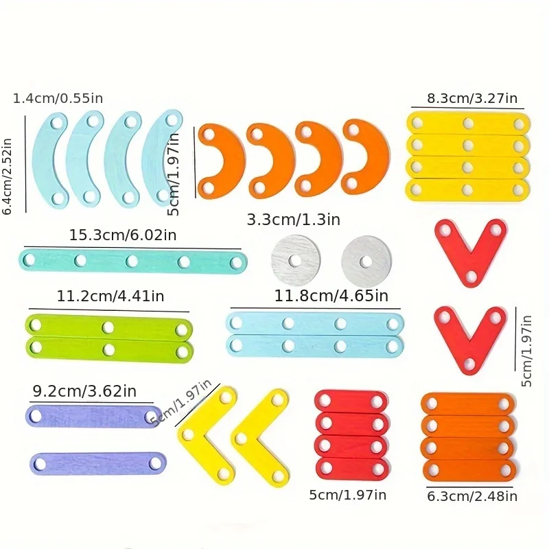 1 Box Children Wooden Geoboard Toys Nail Board Geometric Column Set Construction Puzzle Geometric Pegboard Montessori Sensory To