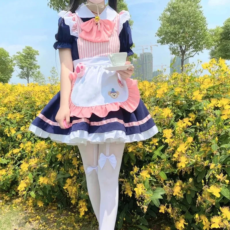 Robe de femme de chambre Lolita Anime pour filles, costume de cosplay, griffe de chat mignonne, robe comique, femme de chambre de serveuse, fête, olympiques de scène, UY3207