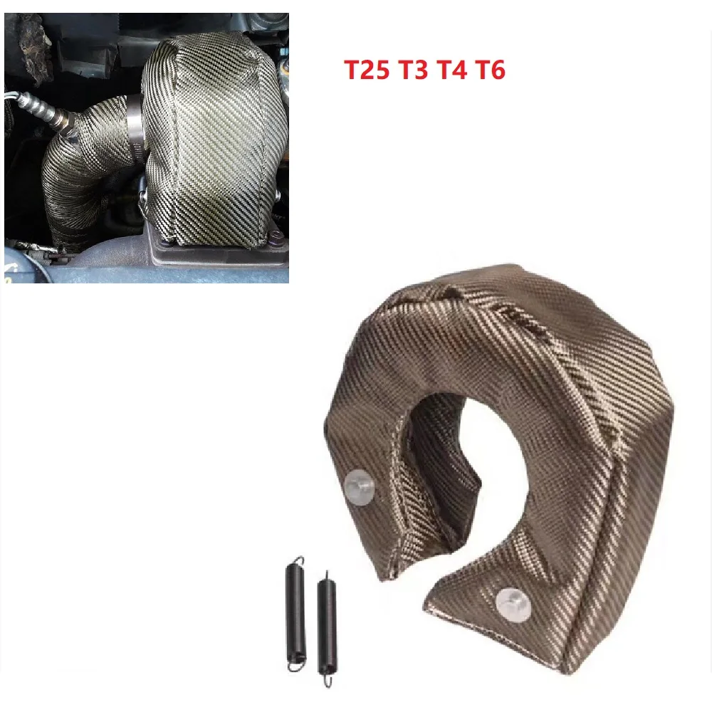 For T25 T3 T4 T6 Turbo Blanket Cap Heat Shield Barrier 1800 Degree Heat Cover Charger Titanium Accessories Wrap Racing