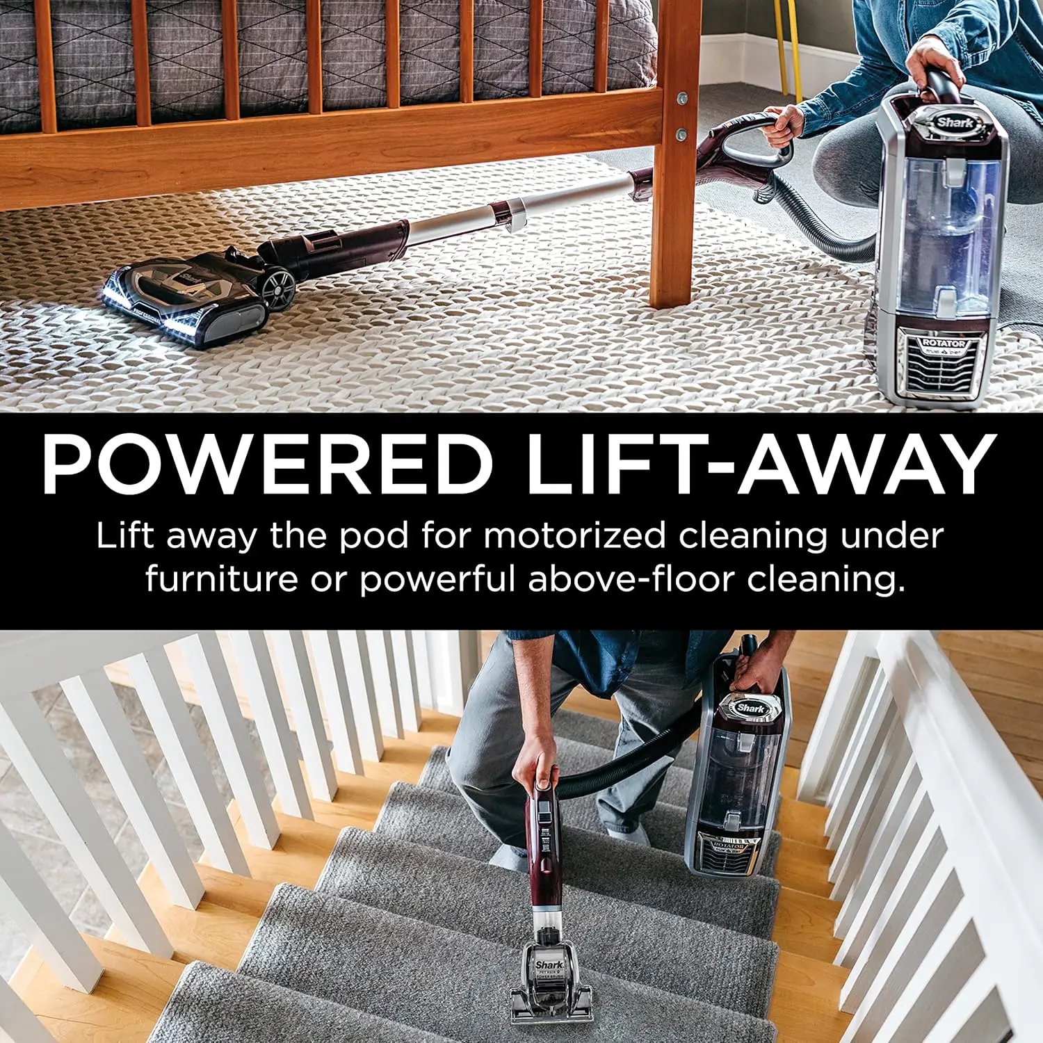 Rotator Powered Lift-AwayUpright Vacuum withFilter, Large Dust Cup Capacity, LED Headlights