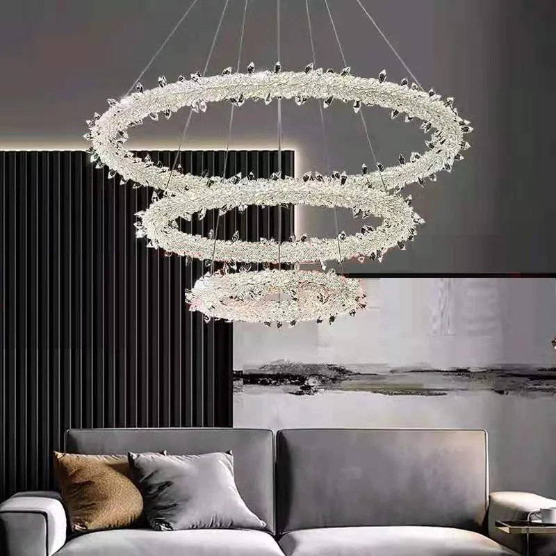 Imagem -04 - Francês Luz Lâmpada de Luxo Moderno Simples Sala Estar Jantar Quarto Iluminação Net Anel Vermelho Lâmpada Cristal