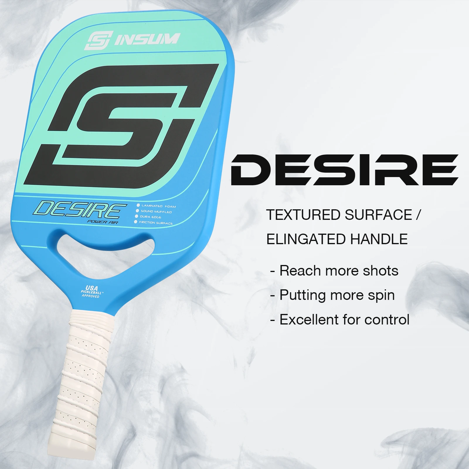 INSUM 경량 피클볼 패들, 전체 탄소 섬유 표면, 엣지리스 DuraEdge, 3K