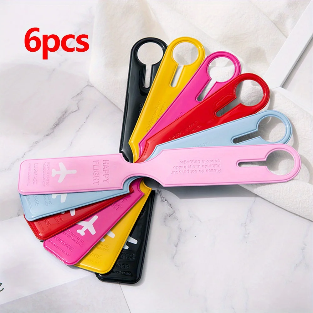 6Pcs Travel Accessories Mixed Color Anti Loss Identification Luggage Tags, Durable Airplane Luggage Tag, Travel Luggage Tag