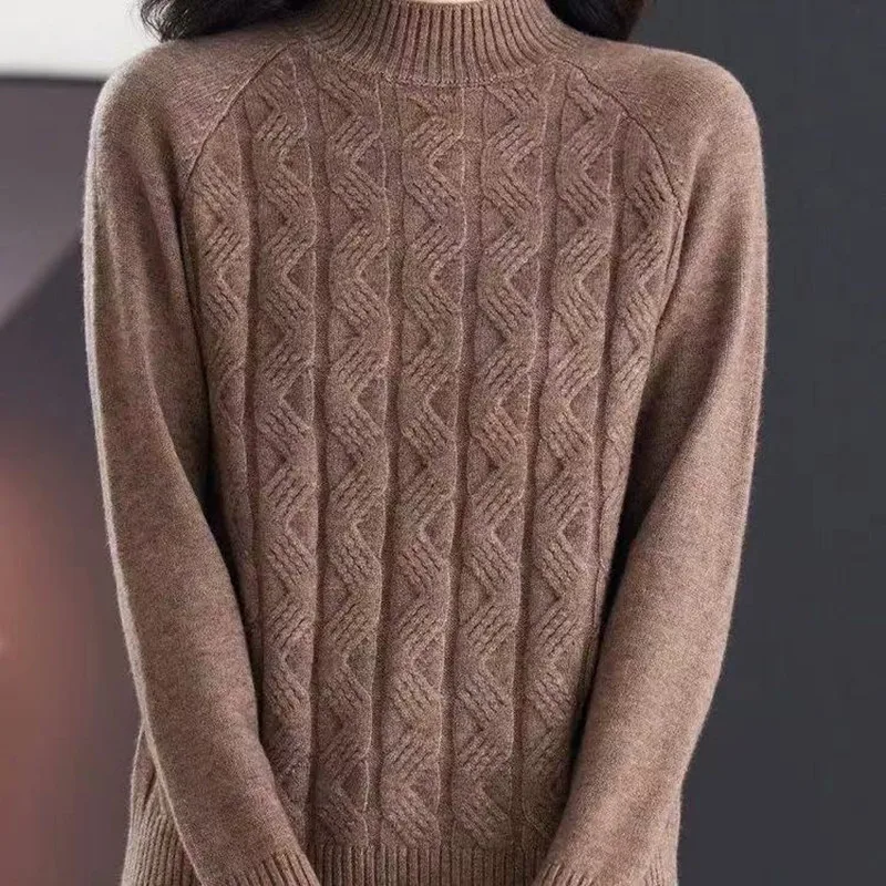 

Популярная корейская одежда, новая полуводолазка, весенне-осенний трикотаж, топы, повседневный вязаный свитер с длинными рукавами, пуловеры для женщин