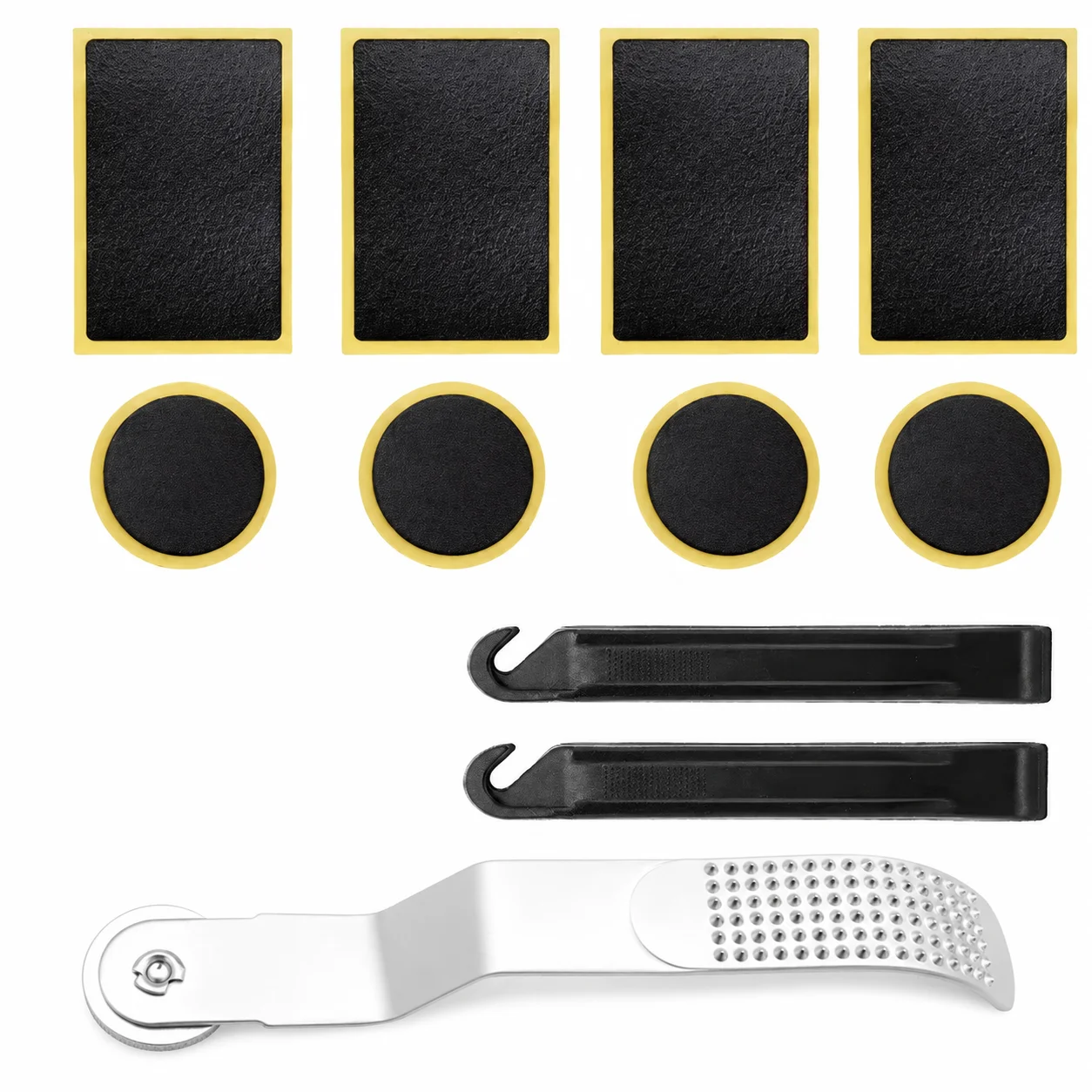 Glueless Bicycle Tire Repair Kit Self Adhesive Inner Tube Patches Bike Puncture Repair Set with Tire Levers Rasp Tool for MTB