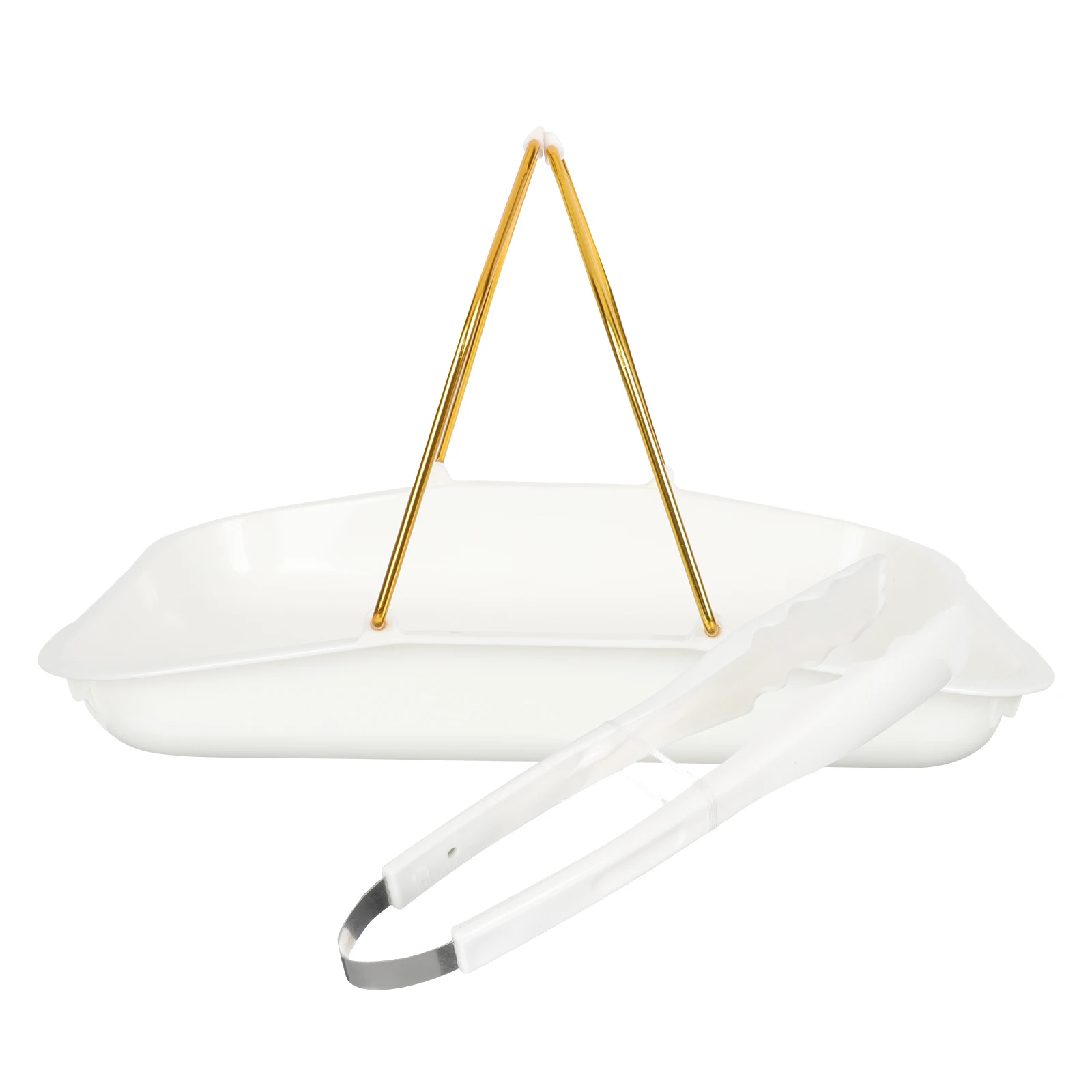

Handheld Bread Basket Rectangular Food Serving Tray with Clamp PP Material Portable Cake Dessert Plate for Parties Weddings