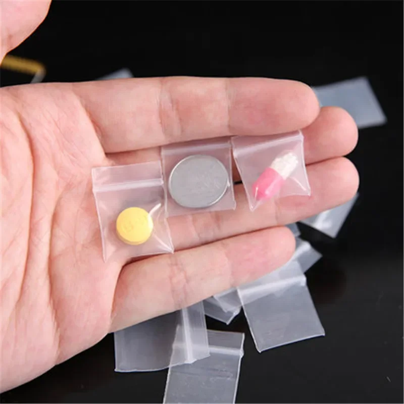100Pcs Mini Zipper Lock Bags 20 Wires Thicken Plastic Small Packaging High Quality Pill Bags for Secure Storage