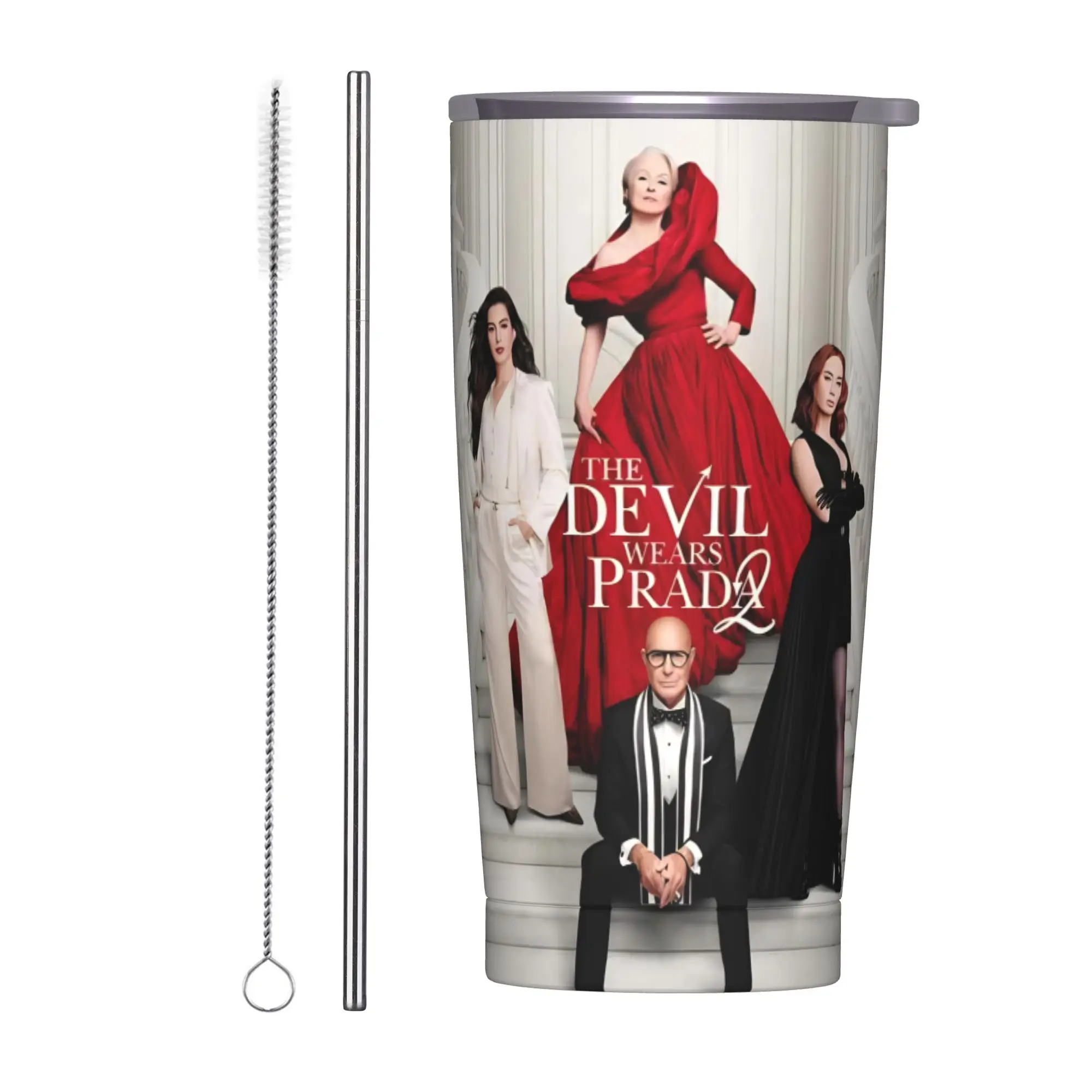 The Devil Wears Pradas 2 Moive Tumbler Vacuum Insulated  Coffee Cups with Lid Straw Smoothie Tea Mugs Hot Cold Drink 20oz