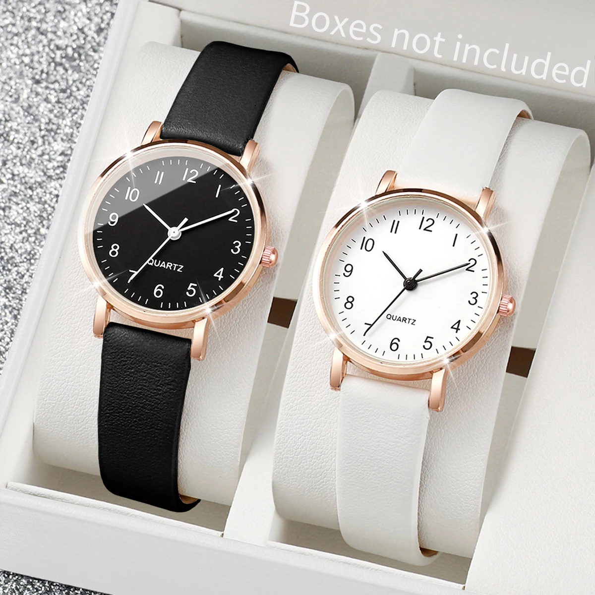 Montre à quartz en cuir avec cadran numérique pour femme, mode arabe, ensemble de 2 pièces