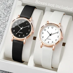 2PCS/Set Fashion Women's Watch Fashion Arabic Digital Dial Leather Quartz Watch