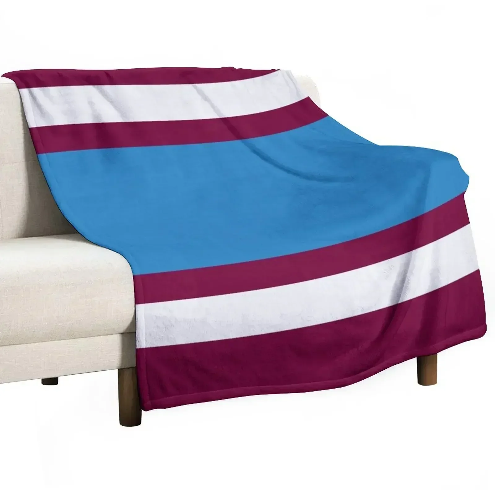 Burnley Varsity Retro Claret, Blue & White Hoops Throw Blanket Hairy Shaggy Beach Single Blankets