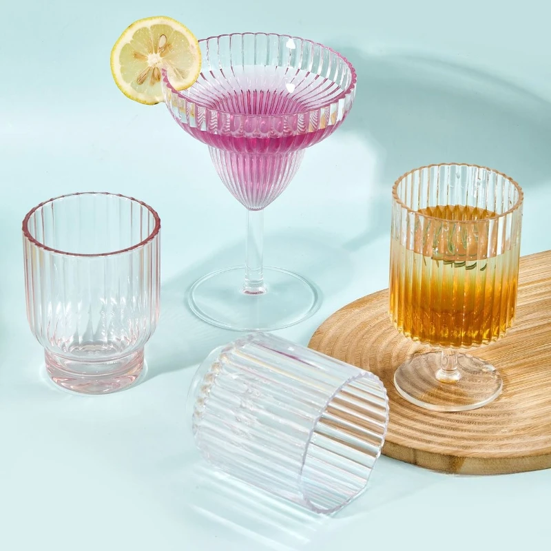 

LTT PC drop-resistant plastic vertical stripe series wine glass stripe water cup juice beverage cup