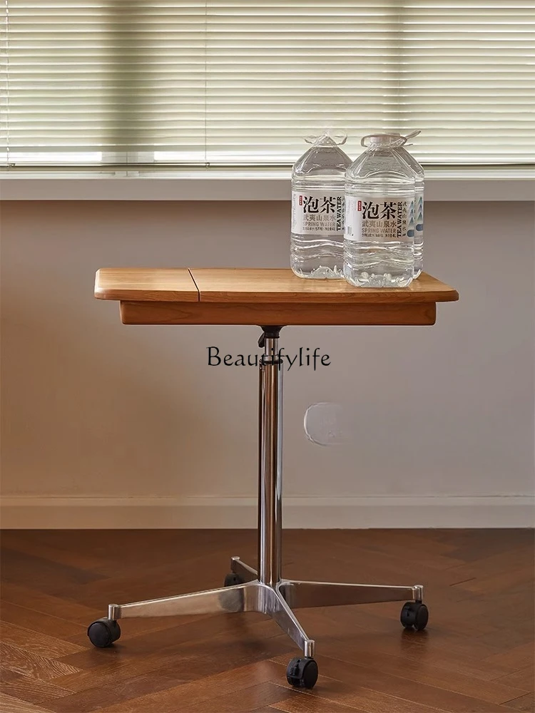 

Solid wood lifting desk small workbench movable