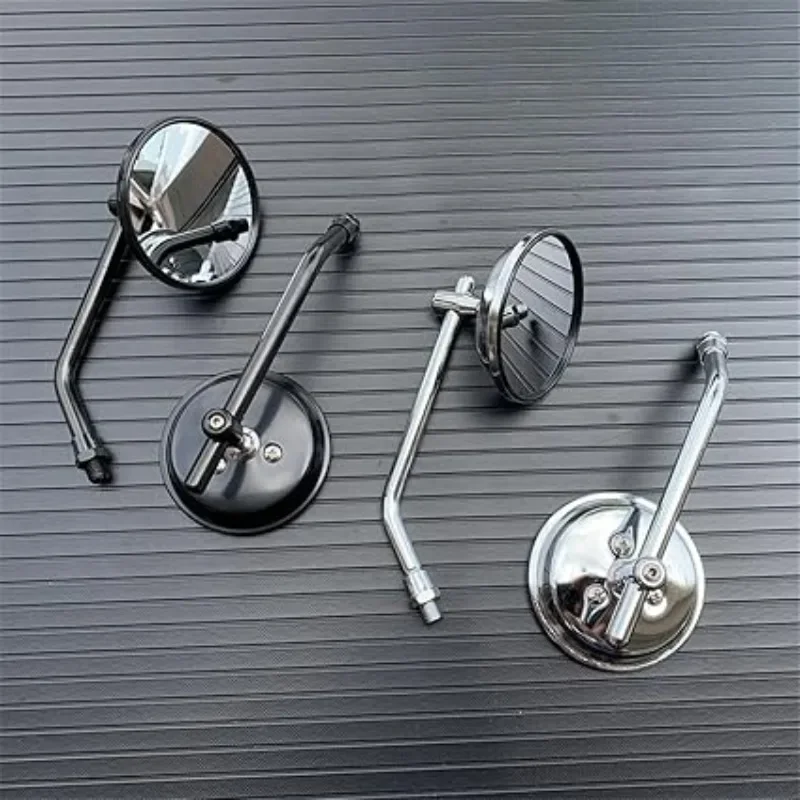 10mm Chrome Black Round Retrovisor Motorcycle Rearview Mirrors 1Pair Scooter E-Bike Universal