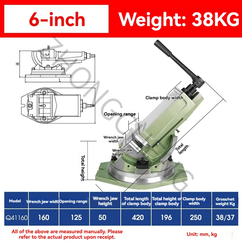 6 Inch Heavy Duty Tilting Flat Pliers 360 Degree Rotating Table Pliers  Milling Machine Precision Machine Angle Vise