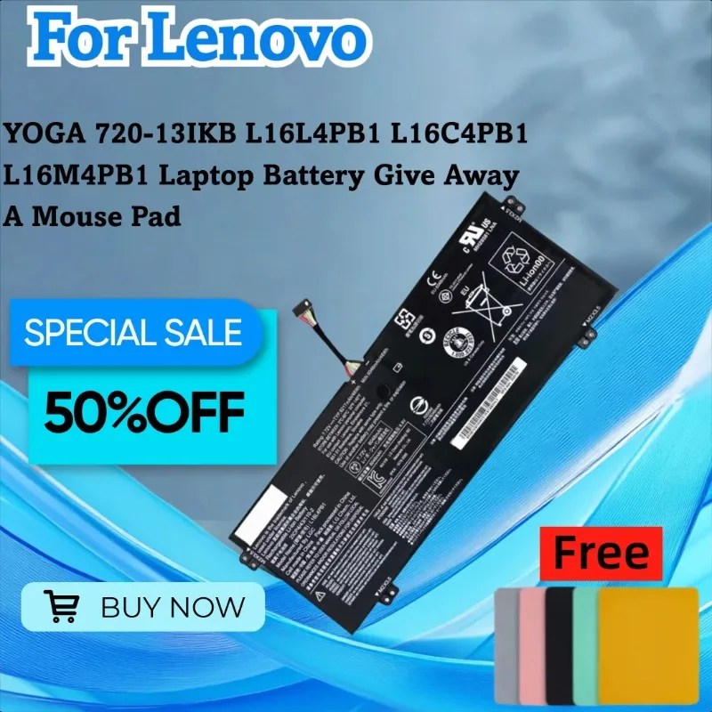 

Для Lenovo YOGA 720-13IKB L16L4PB1 L16C4PB1 L16M4PB1 Аккумулятор для ноутбука Подарите коврик для мыши