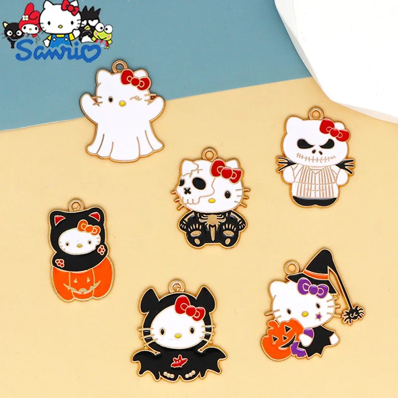 

Kawaii Hello Kitty Halloween Theme DIY Accessories Devil Pumpkin Shaped Alloy Drip Oil Decorations Necklace Pendant Decoration