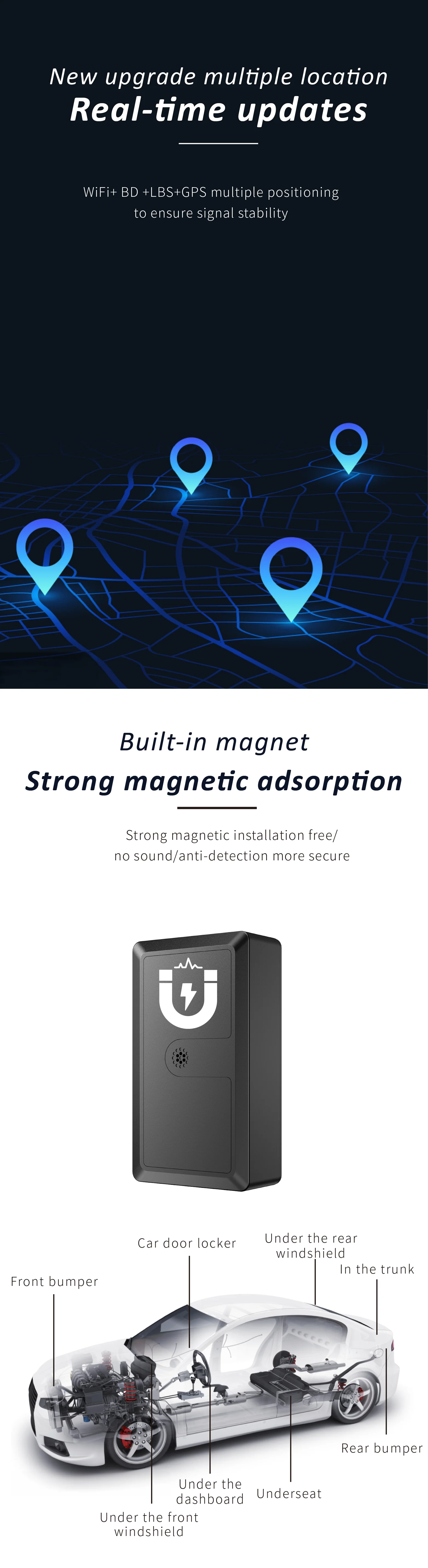Real-Time GPS Tracker Device Long Battery Life Waterproof Design Android App Fleet Vehicle Geofencing Speed PC GPRS GSM LBS
