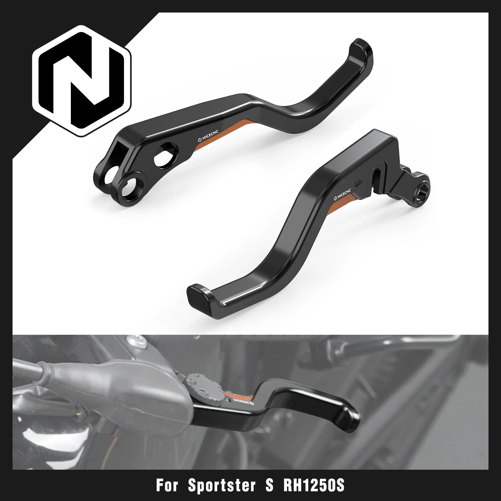 

Short Brake Clutch Levers For Harley Sportster S RH1250S 2021-2024 Pan America 1250 RA1250 2021-2024 Nightster RH975 2022-2024