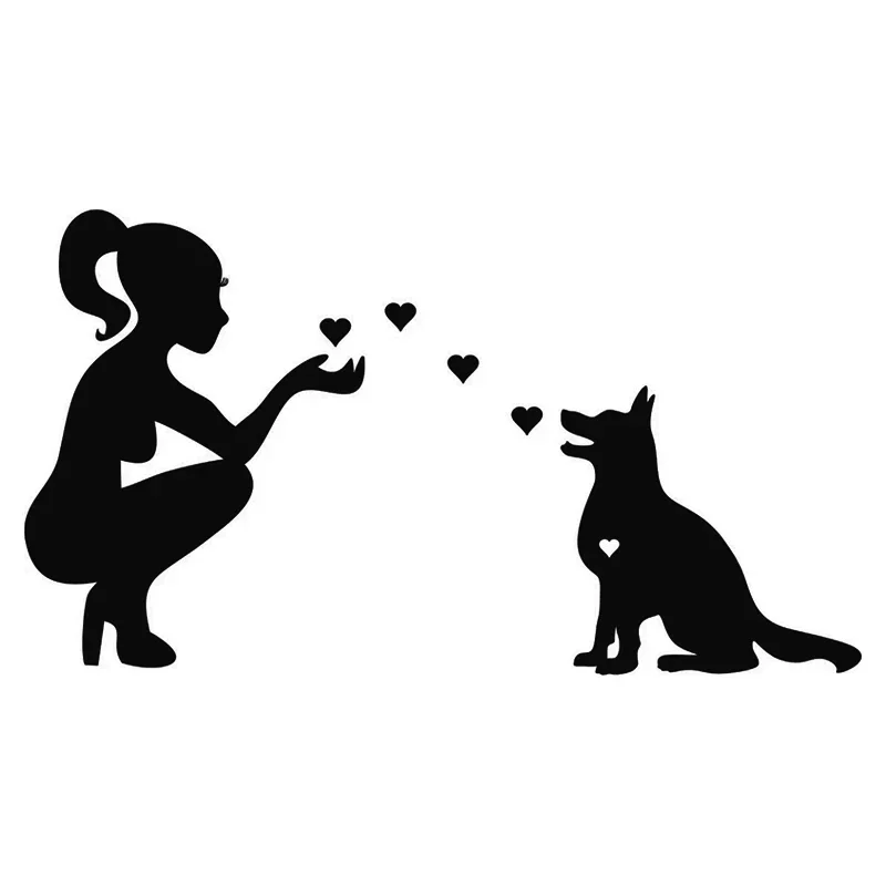 car sticker german shepherd lady love dog die cut vinyl decal car sticker pvc waterproof sunscreen 15cm