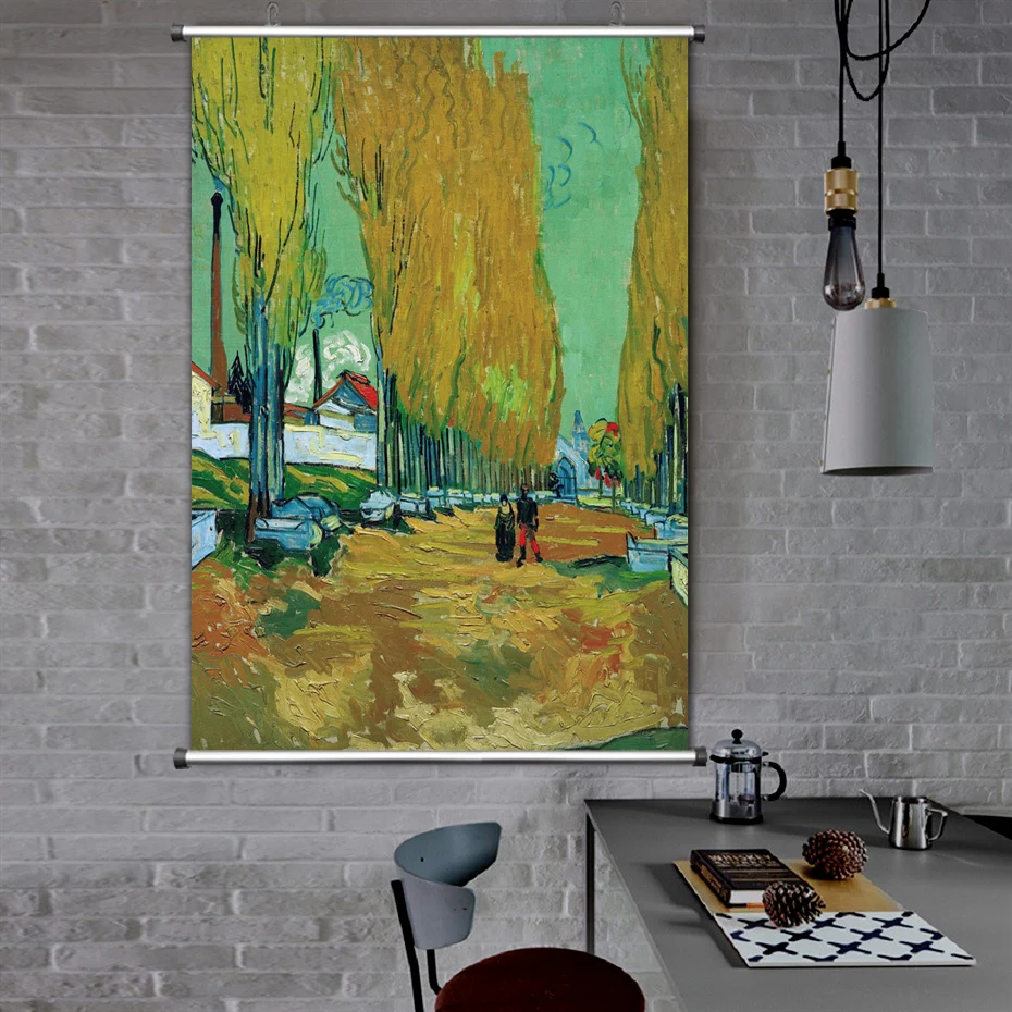 Van Gogh Wheat Field Landscape Canvas Painting Green Ldyllic Scenery Wall Art Posters Famous Oil Painting for Living Room Décor