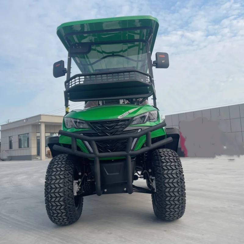 Electric Golf Cart 4 Seat 60V/72V 4000W 5000W AC Motor Independent Front Suspension Bumper Front Basket Sound Bar 14 Inch Wheel
