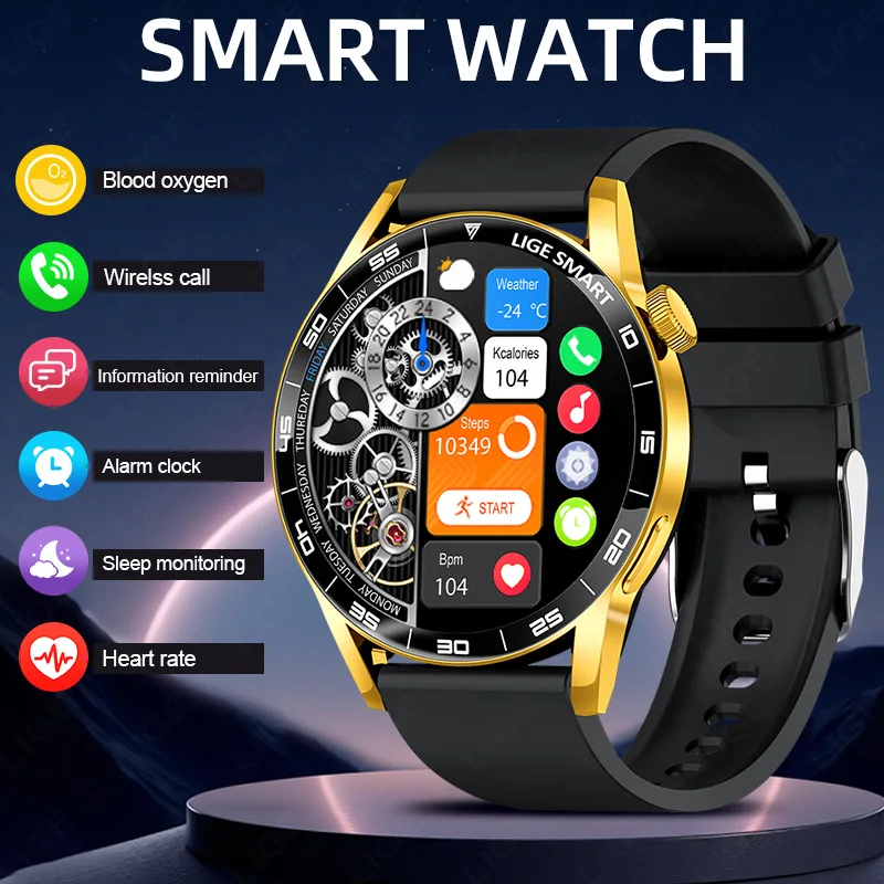 

LIGE Men's Smart Watch Fitness Sports IP68 Waterproof Heart Rate Monitor Bluetooth Call Watch Voice Assistant Smartwatches Women