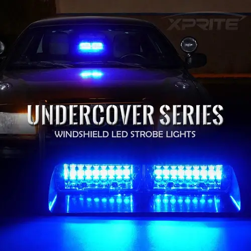 Imagen 2 del producto Lámpara de luces intermitentes estroboscópicas para coche, 16LED con adaptador de cargador de coche, luz intermitente Led de policía, luces de baliza de advertencia de parabrisas de emergencia