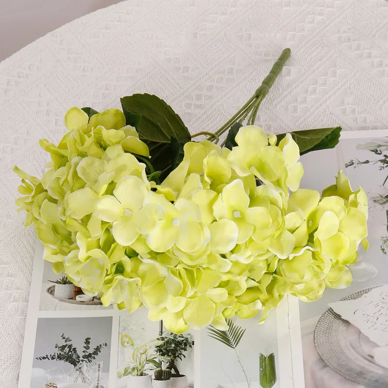 NEU 5 Köpfe große rote Hortensien Seidenblumen Hortensien künstliche Blumen gefälschter Blumenstrauß Blumenarrangements für Zuhause Hochzeitsdekoration – Detail 11
