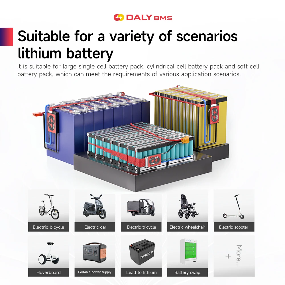 DALY 10S 36V Li-ion BMS with NTC 7S 24V 13S 48V For 3.7V Power Battery and 18650 and Lifepo4 4S 12V 8S 24V