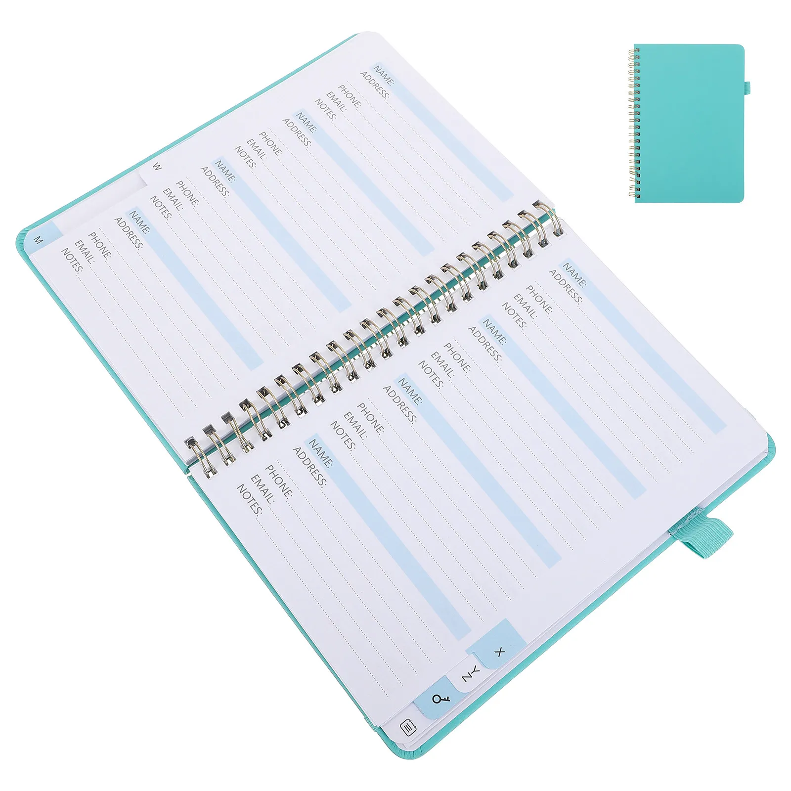 Address Phone Book Cyan Hardcover Spiral Notebook Alphabetical A-Z Tabs Password Keeper Journal for Home Office Phone Organizer
