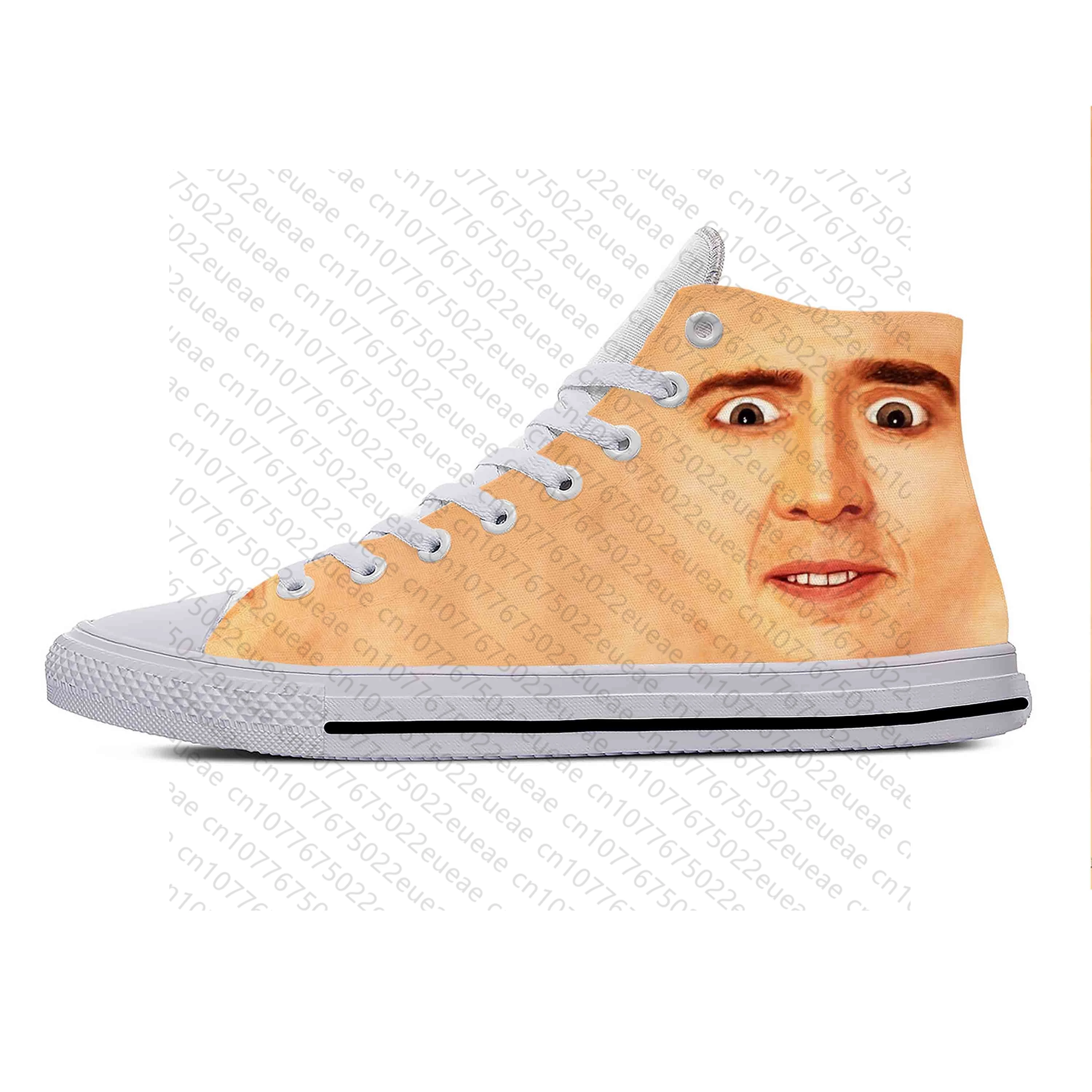 Anime Cartoon Manga Comic Nicolas Cage Pattern Casual Cloth Shoes High Top Lightweight Breathable 3D Print Men Women Sneakers