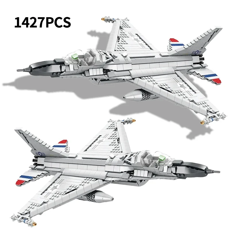 

1427PCS Fighting Falcon F-16 Fighter Building Block USA Military Plane Model Bricks Desktop Decoration Toys Kids Holiday Gifts