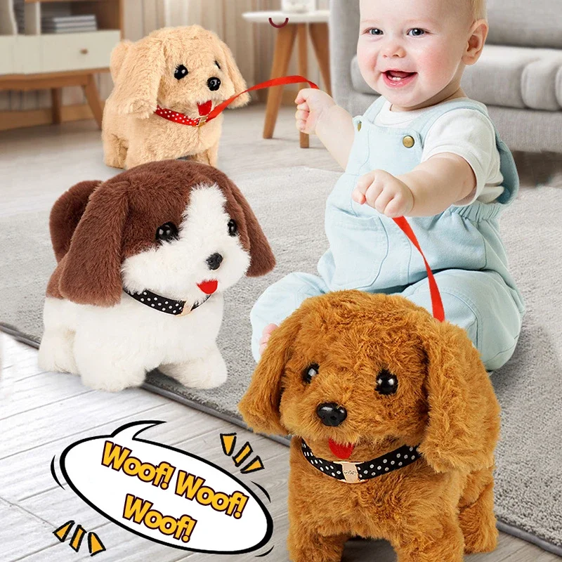 Jouet en peluche intelligent pour chien, simulation électrique réaliste, petit chiot mignon, robot chien, marche, aboiement, remue la queue, animal en peluche, beurre