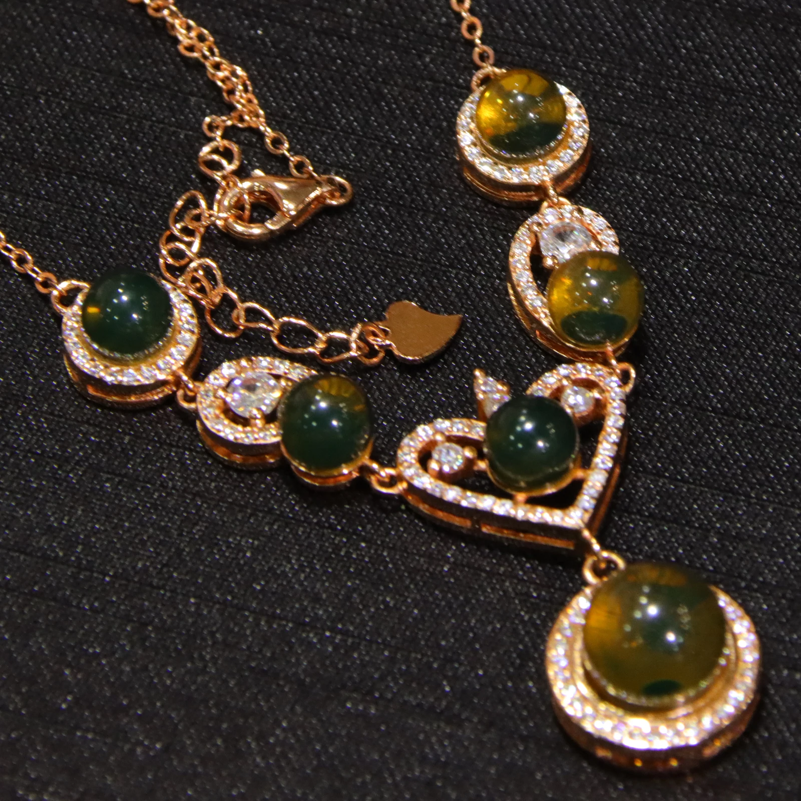 Natural Mexican Blue Amber Heart Pendant Sterling Silver Setting with 6 Natural Blue Amber Beads Bead Diameter 6 to 9mm