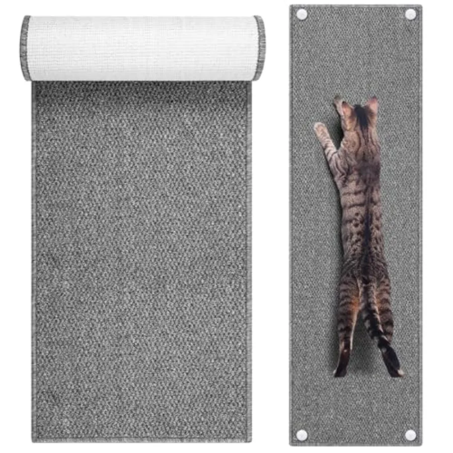 

Утолщенный ковер для лазания на стене для кошек, 59 x 15,7 дюйма, большой коврик для кошачьих когтеточек, ковер с 5 шт., фиксированные гвозди, настенная мебель, царапание