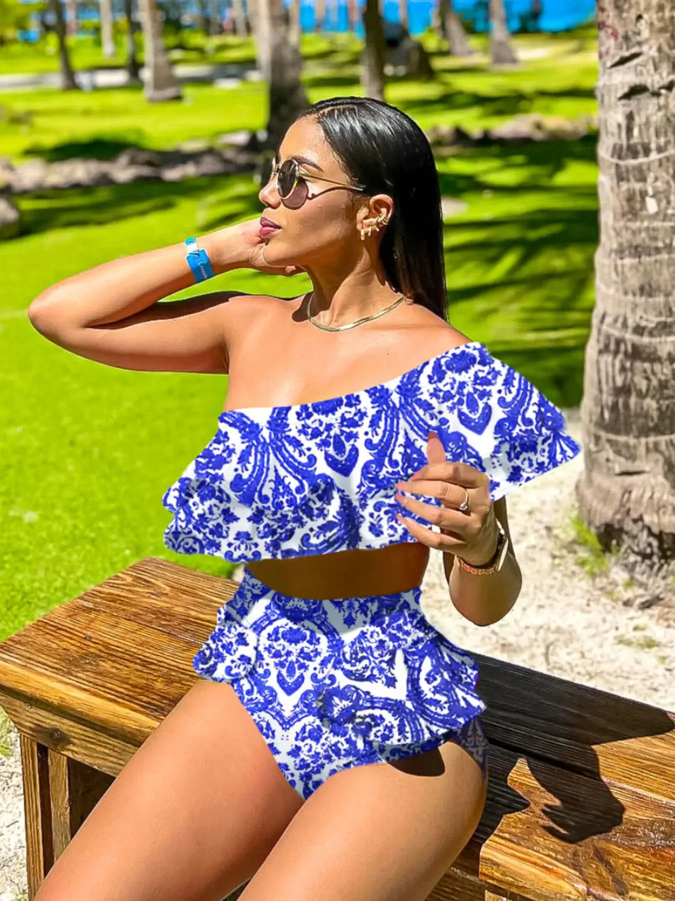 Maiô feminino estampado de mangas compridas com cobertura de praia 2025 roupa de banho feminina body roupas de férias folga barata