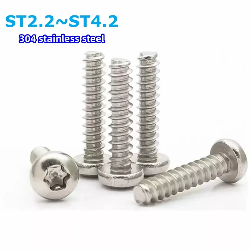 Śruba samogwintująca Torx ze stali nierdzewnej 304, okrągła, z płaskim końcem, z rowkiem Torx, typu Pan Torx, klasy St2-st4.2