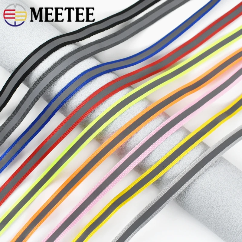 50Yards 10mm Safety Warning Nylon Band Reflective Webbing Pet Uniform Clothing Decorative Ribbon DIY Garment Sewing Accessories