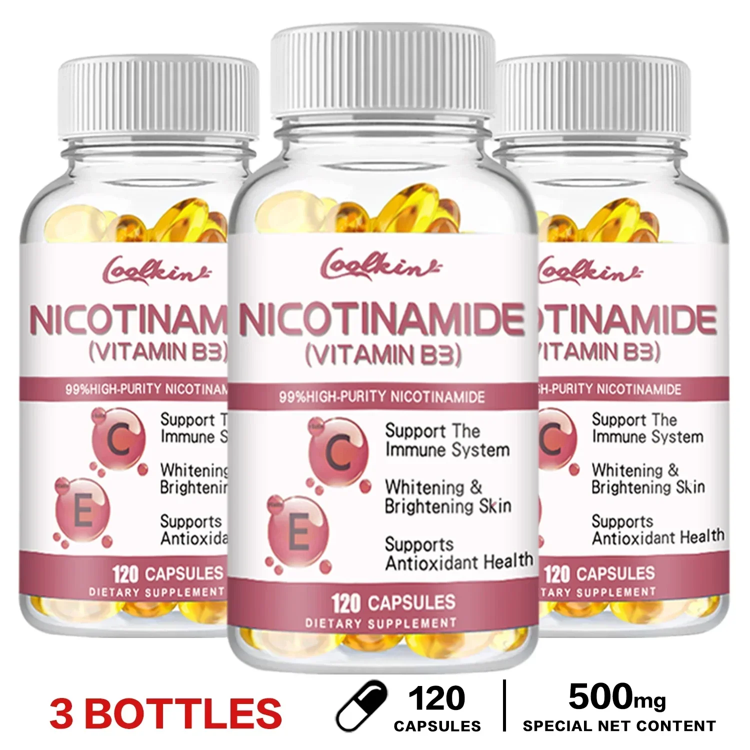 Niacinamide Whitening Capsules - Contains Vitamin B3 To Support Healthy Skin and Immune System, Reduce Wrinkles, Gluten-free