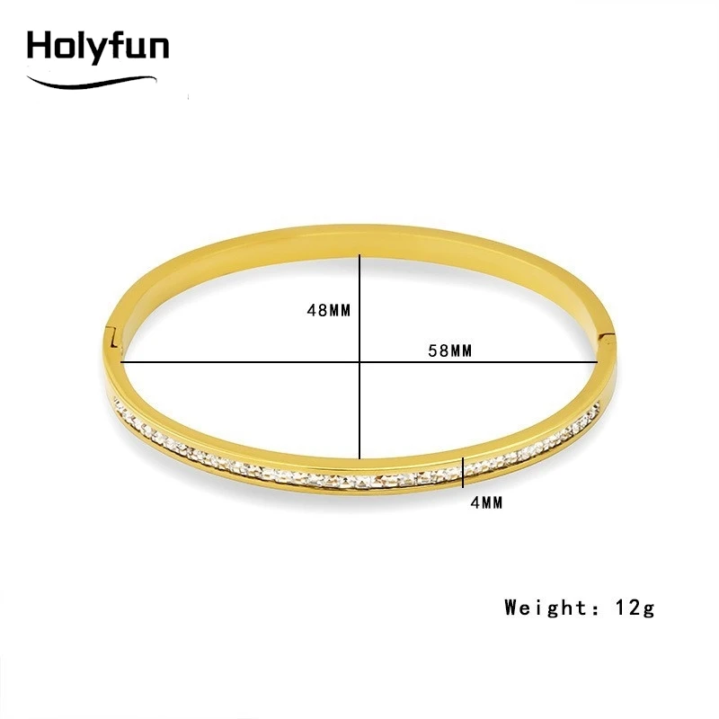 1pc Titanium Steel Gold Bracelet, Fashionable Classic Style, Stainless Steel Bracelet,Inlaid With Zircon,For Womens Daily Wear