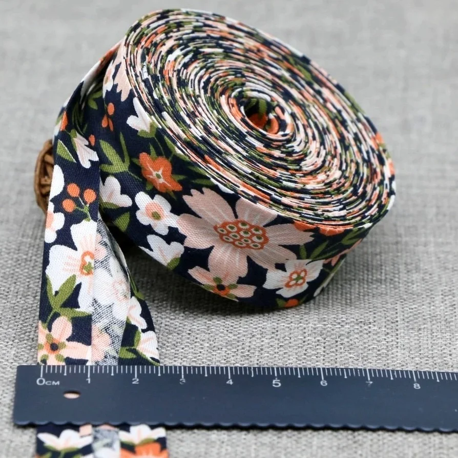 New Cotton Printed Bias Tape Size 25mm Folded Binding Cloth Tape for hom homework House cloth making DIY handmade ribbon