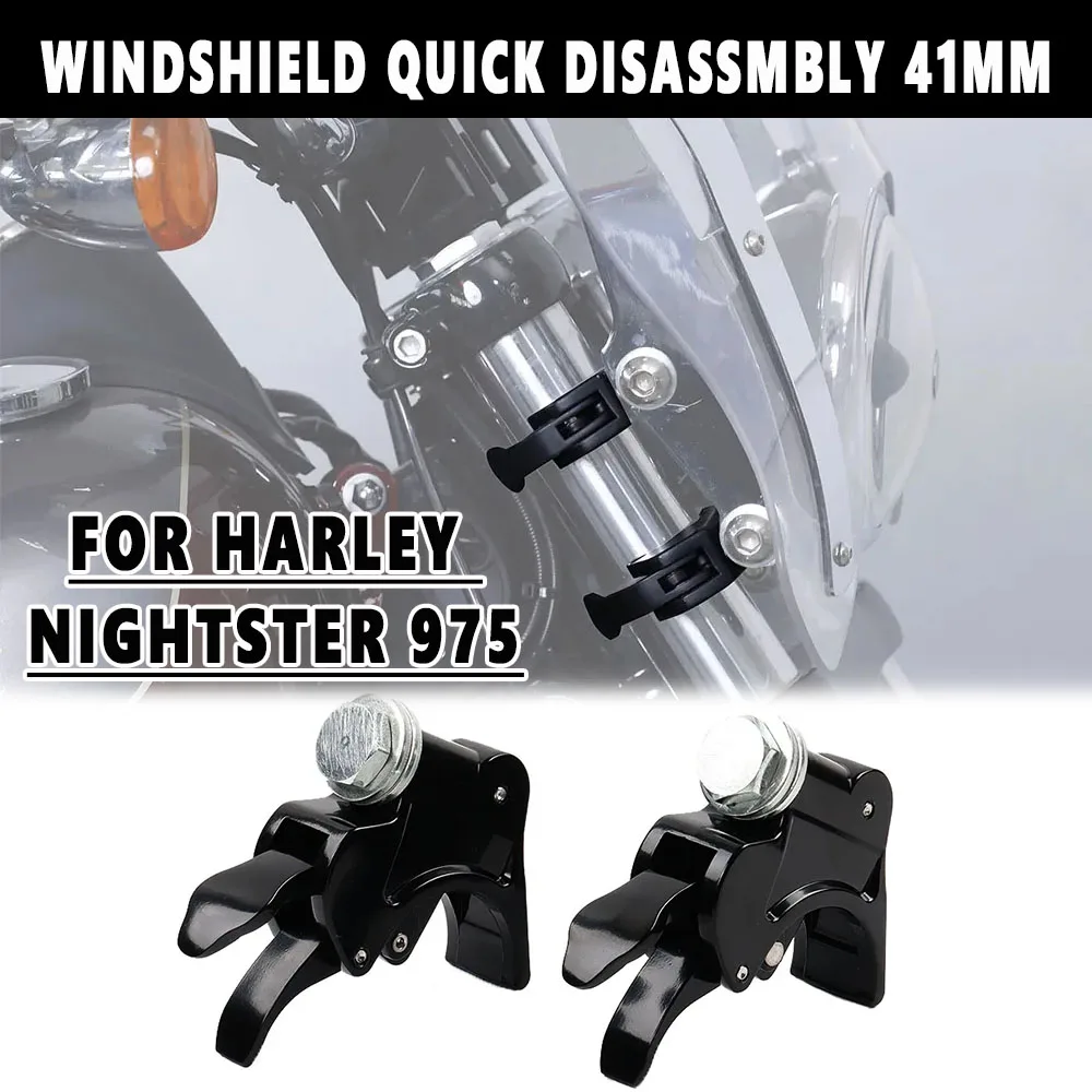 New Motorcycle Accessory 41MM  Windshield Quick Release Windshield Clamps ABS Black For Harley Davidson Nightster 975