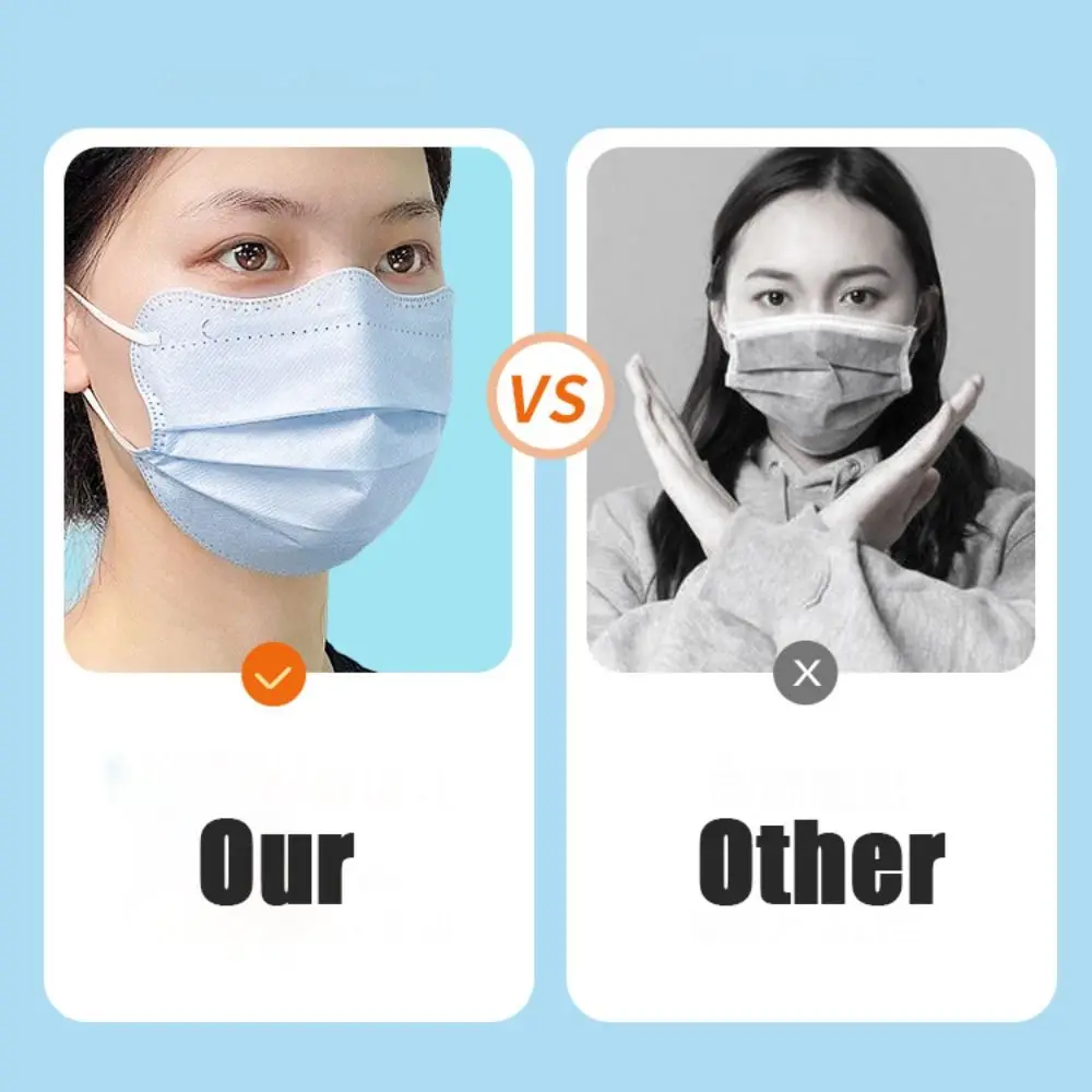 50pcs Women Female Butterfly Shaped Design Disposable Face Mask Morandi Color 3layer Anti Dust Mask V-face Protective Face Cover