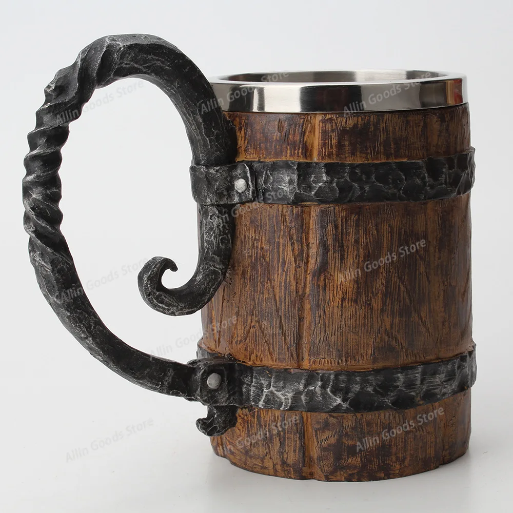 500ml log simulation cup, double-wall insulated beer cup, wine glass, wood cup for beer