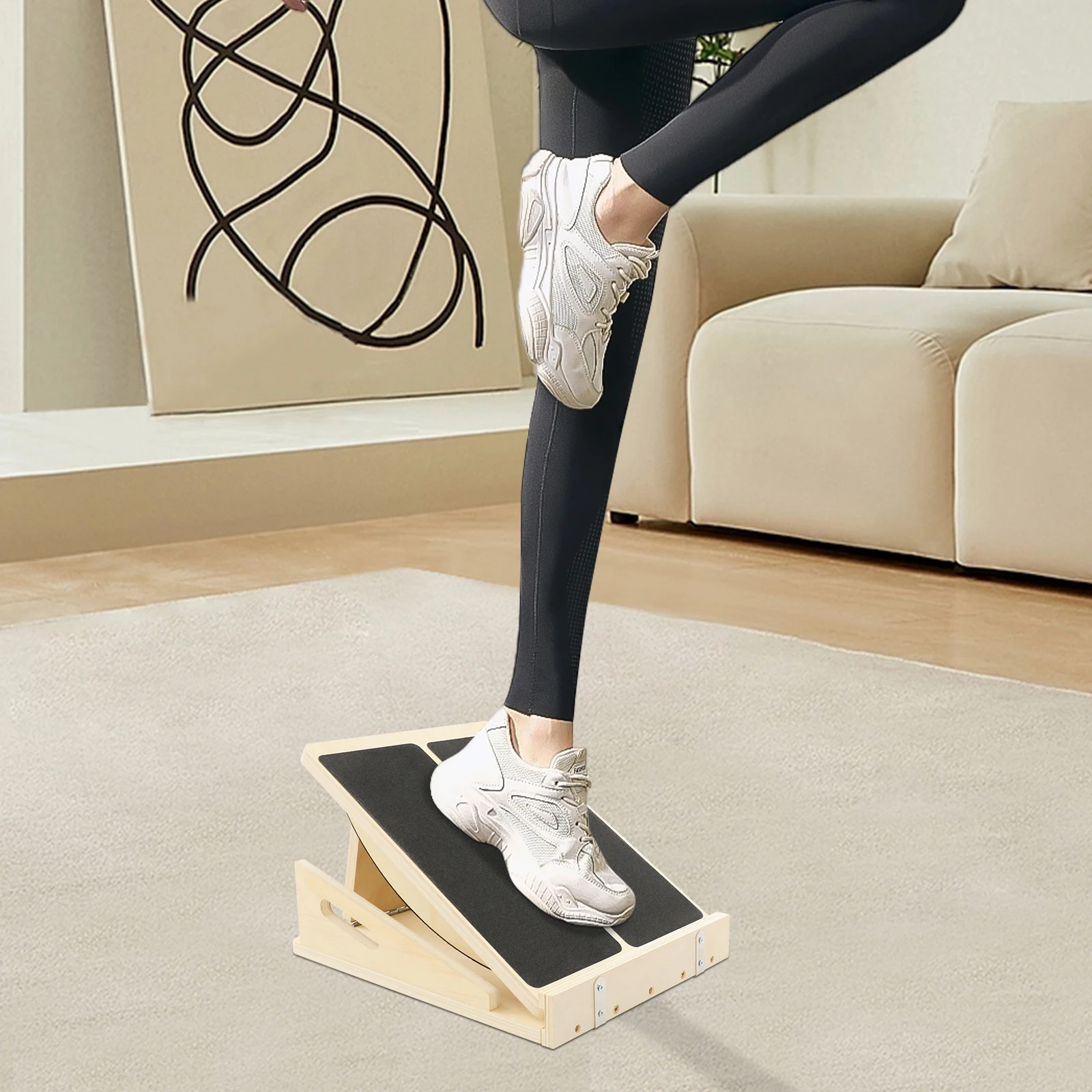 لوح مائل 2 في 1، لوح توازن رياضي لتمديد الساق، ألواح خشبية مائلة قابلة للتعديل تحميل 200 كجم