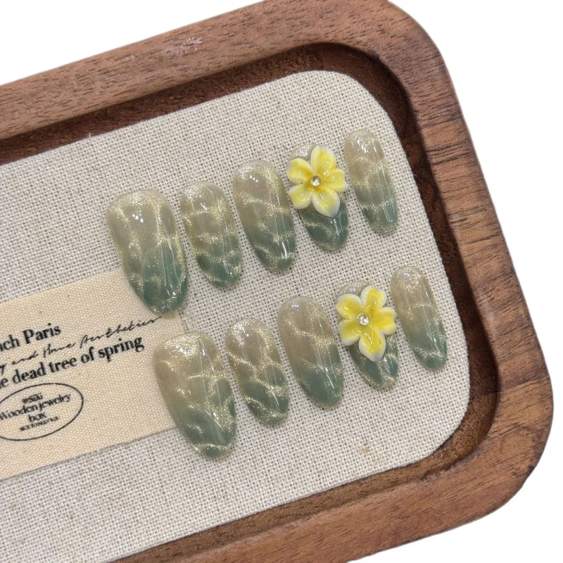 

[Lemon Sea Salt] Mint Green Sea Ripple Cat's Eye Ocean Ice Flower Moisturizing Pure Handmade Wear Armor Wholesale