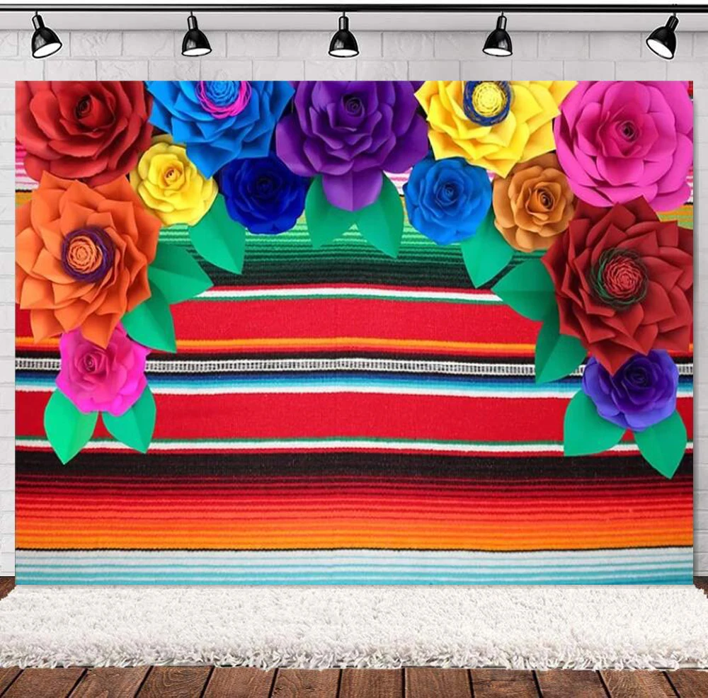 

Photography Backdrops Mexican Fiesta Poster Cinco De Mayo Mexican Flower Festival Fiesta Party Decoration Banner Background