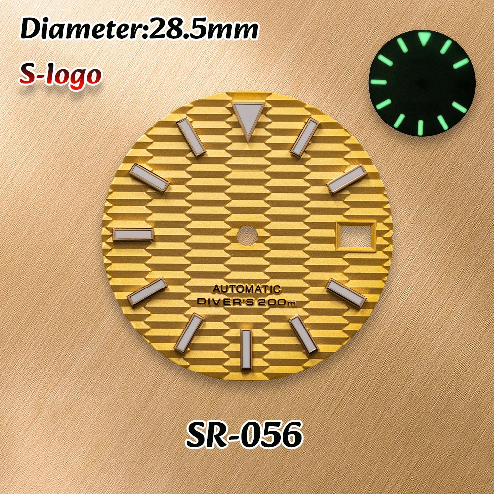 NH36/NH35 Movements S Logo 28.5mm Slope Dial C3 Green Luminous High Quality Watches for men Watch Modification Accessories